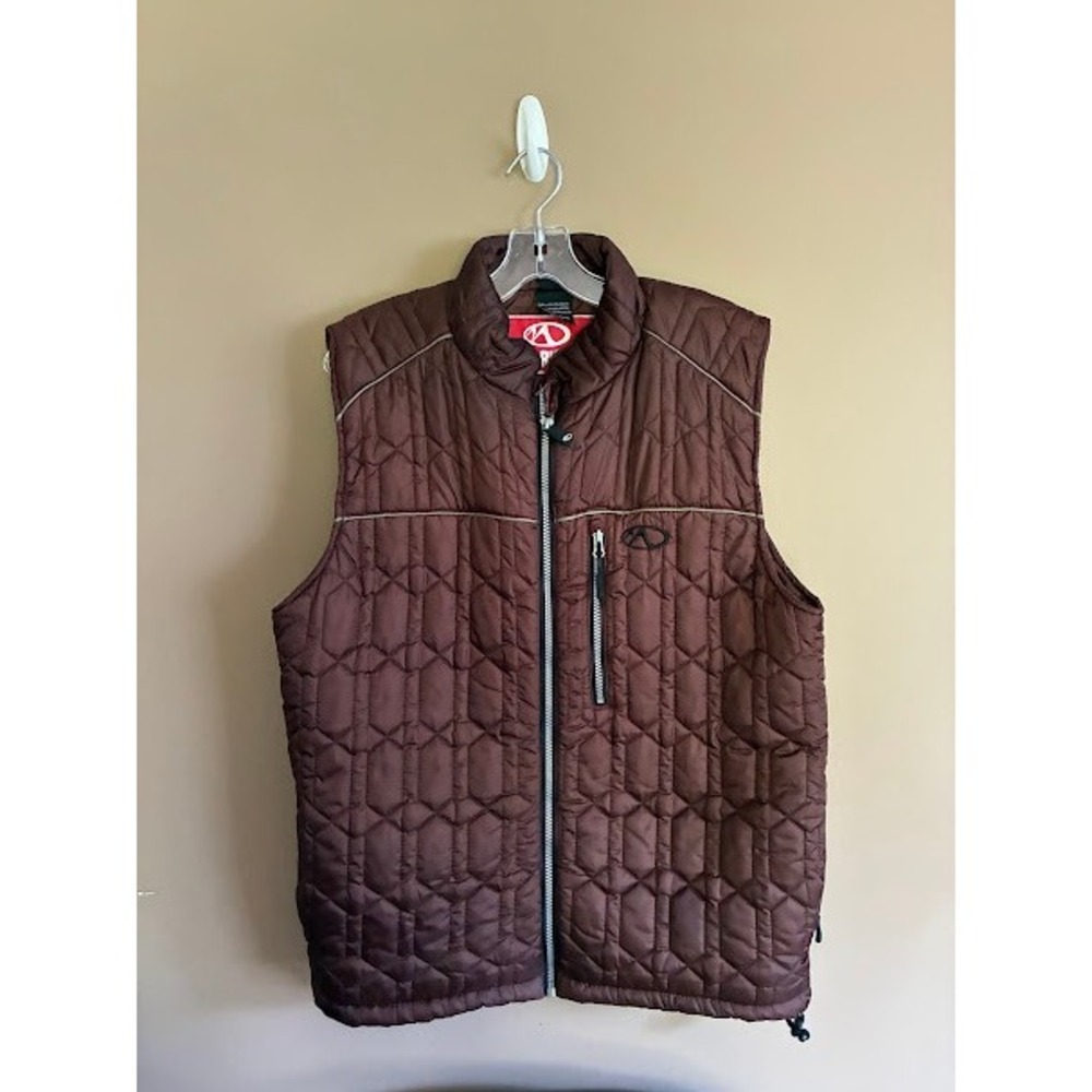Marker Womens Brown Quilted Puffer Vest Full Zip Sleeveless Jacket Medium